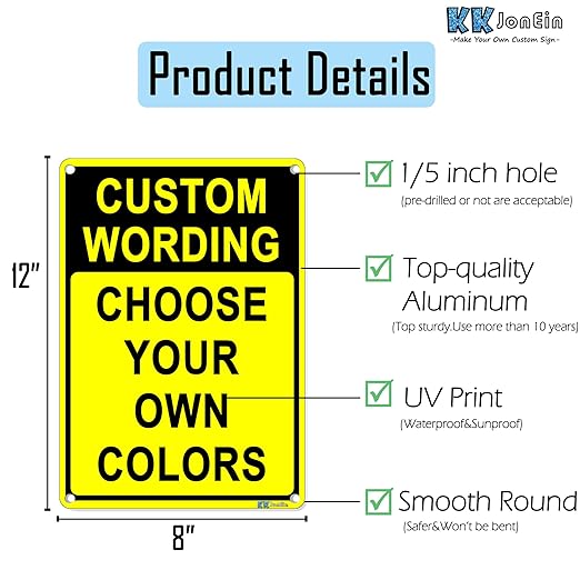 Custom Sign Outdoor Metal, Personalized Metal Sign for Parking, Gate, Delivery, Garage, Weatherproof Customized Signs for Outside, Make Your Own Signs Custom(12x8 Inches, Header)