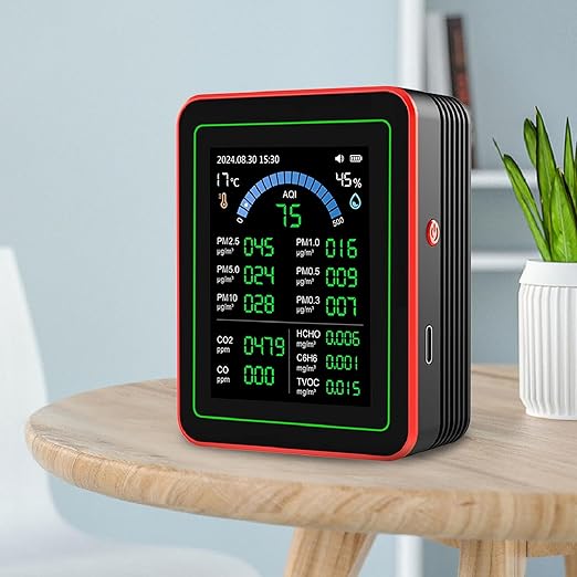 Marhynchus 18 in 1 Indoor Air Quality Monitor Air Quality Tester Air Quality Detector with CO2 TVOC HCHO PM2.5 PM10 Temp Humidity Sensor & Data Storage for Home Office