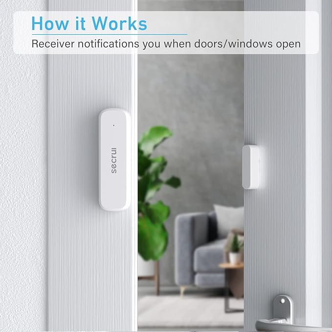 SECRUI Door Chime, Door Sensor Chime with Adjustable Volume, Easy Installation, 400ft Range, 52 Chimes, M508+D7 Door Open Chime for Business/Home When Entering,White