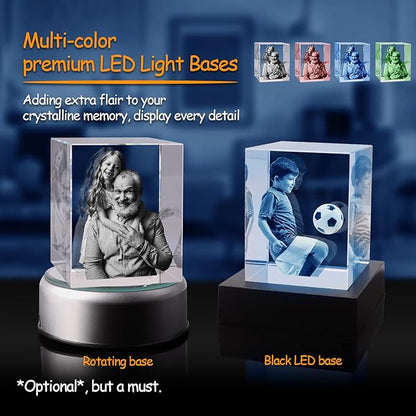 3D Crystal Photo,Christmas Personalized Gift,Custom Picture Gifts with Your Own Photo for Christmas, Fathers Day, Birthday, Wedding, Anniversary, Memorial.Personalized Gifts for Him, Her, Dad and Mom.