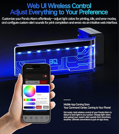BIQU Panda Alarm for Bambu-Lab P1P P1S, Wireless Sound and Light Alarm Printer Status Display Support Web UI & BIQU APP Control