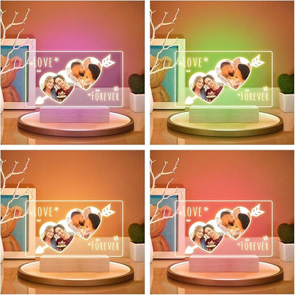 Custom Picture Frames with Photo, Personalized Photo Frame with Night Light, Customized Picture Frame, Personalized Valentines Day Gifts for Her & Him