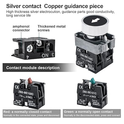 IP67 Button Switch Outdoor Waterproof Box 2 Push Button White Up Black Down Button with Protective Cover Anti-misoperation Switch(AC/DC 6A-110V/3A-240V/2.5A-380V)