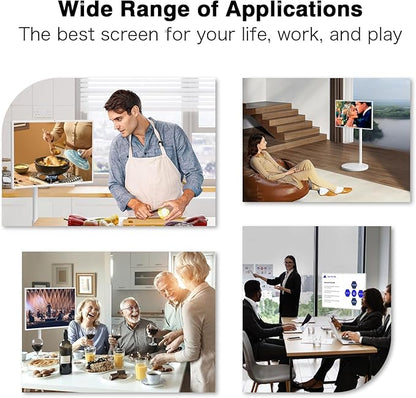 yezrow® Portable TV on Wheels, UHD 4K Portable Touch Screen Monitor, 8+128GB, Android 13 (Support Google Play Store), Built-in Battery(5-8H), Full Swivel Rotation, Voice Remote Control (32 inches Pro)