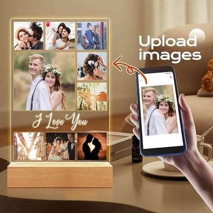 Custom Picture Frame with Photo, Personalized Photo Frames with Night Light, Customized Picture Frames, Personalized Anniversary Valentines Day Gifts for Women Men Her Him Girlfriend Boyfriend Couple