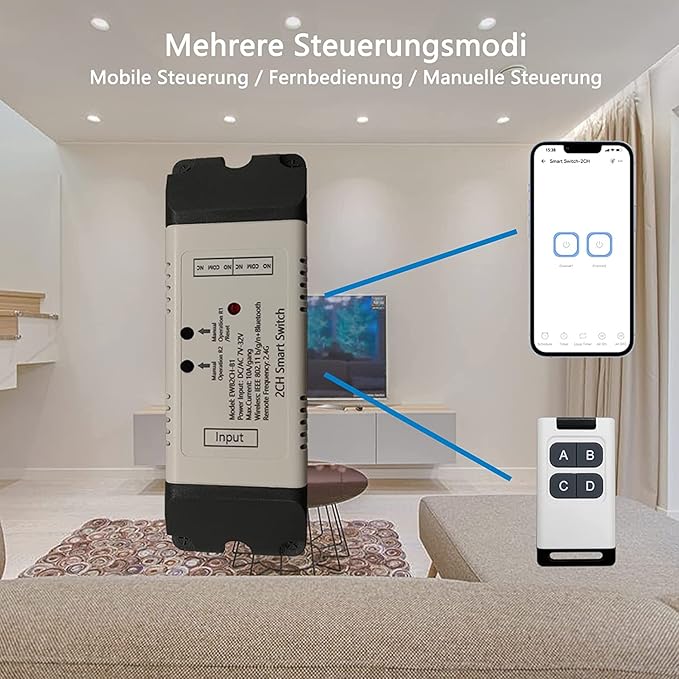 2 Channel EWelink Wireless Switch with Enclosure WiFi Switch Module Remote Control DIY Smart Home Bluetooth Relay 7-32V Power Input Compatible with Alexa Google Home