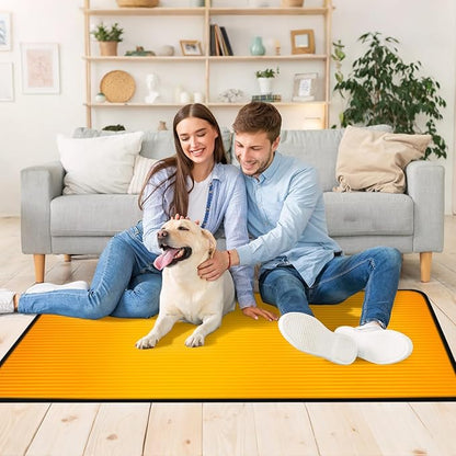PVC 110V Heated Floor Mat Heater for Foot Warmer Under Desk 48 x 20 Inch Carbon Crystal Wood Stripe Electric Heating Carpet Pad Energy Saving Indoor Heated Rug for Home Office House Black