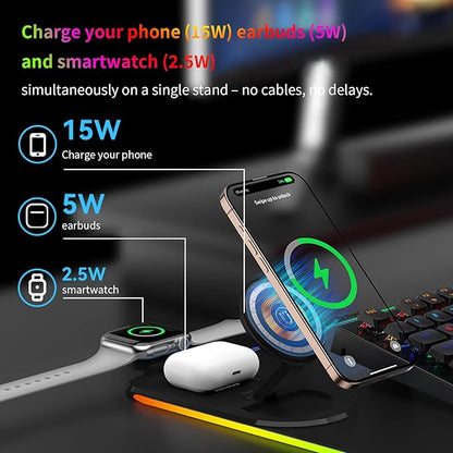 15W Fast Wireless Charging Mouse Pad, XXL RGB Gaming Desk Mat (31.5x15.7in) with Power Adapter & USB-C Cable，15 RGB Light Modes Desk Mat, Waterproof Keyboard Pad for PC/MacBook/Laptop (Black)