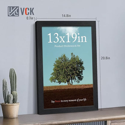 VCK 13x19 Picture Frames Black Set of 6, Wide Border Wood Poster Frame, Multi-Directional Display Family Photos, Office Prints, Studio/Gallery Artwork, Woodgrain Series, Wall Hanging
