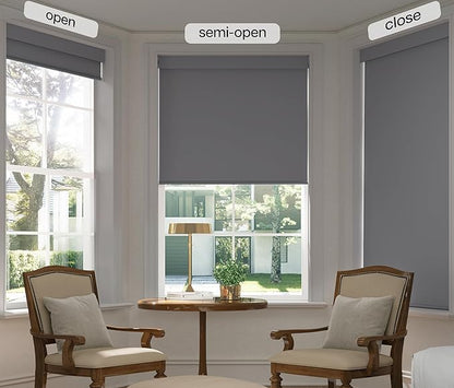 LazBlinds No Drill Blinds for Indoor Windows, Blackout Roller Shades, Cordless Window Blackout Blinds, Thermal Insulated Fabric UV Protection for Home and Office, 24" W x 72" H, Grey