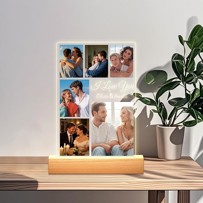 Custom Picture Frames - Customizable Decorative Sign with Photo & Song Option - Ideal Gift for Couples, Mothers Day, Boyfriend & Girlfriend (Anniversary)
