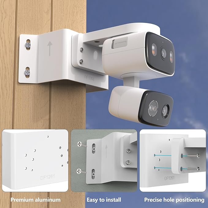 Corner Wall Mount Bracket Compatible with TP-Link Tapo C246D/C236/C216/C217/C113/C420/C400/C400 KIT/C460 Security Camera, Easy Installation with Precise Hole Positioning (White)