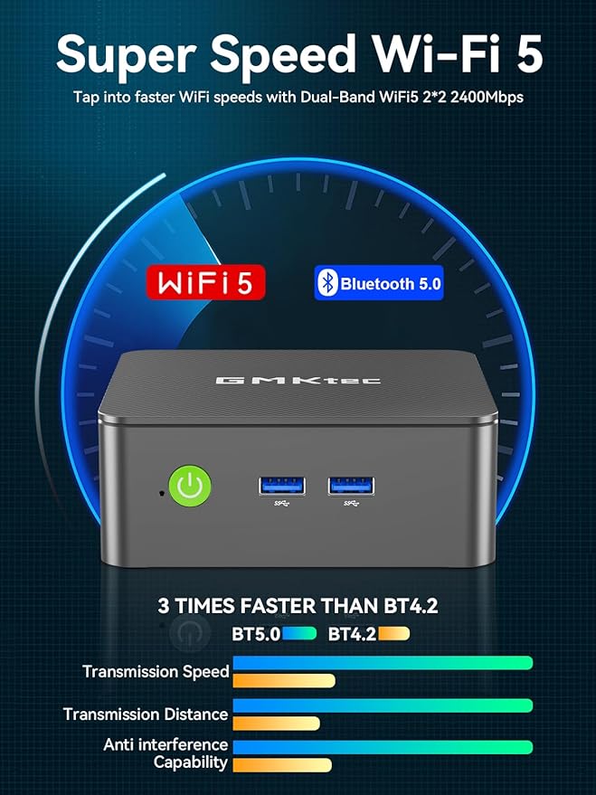 GMKtec Mini PC Computers N95(Turbo 3.4GHz) 16GB DDR4 512GB SSD Desktop Computer 4K Dual HDMI Display/3x USB3.2/WiFi 5 BT5.0/RJ45 Ethernet Nucbox G3S