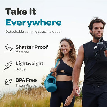 Hydracy Water Bottle with Time Marker -Large BPA Free Water Bottle & No Sweat Sleeve -Leak Proof Gym Bottle with Fruit Infuser Strainer & Times to Drink -Ideal for Fitness Sports & Outdoors