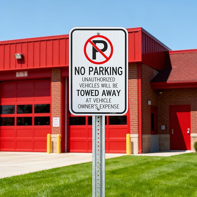 T&R (4 Pack) Large No Parking Sign Will Be Towed Away Sign, 18" x 12" Engineer Grade Reflective Sheeting, Rust Free Aluminum, Weather Resistant, Waterproof, Fade Resistant, 2 Pre-drilled Holes