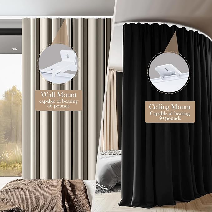 Flexible Ceiling Curtain Tracks, Ceilings Track for Curtains, Aluminum Curtains Track Ceilings Mount,Wall Mount Curtain Rail, Ceiling Curtain Rod, Sliding Curtain Tracks with Clips (White 9FT)