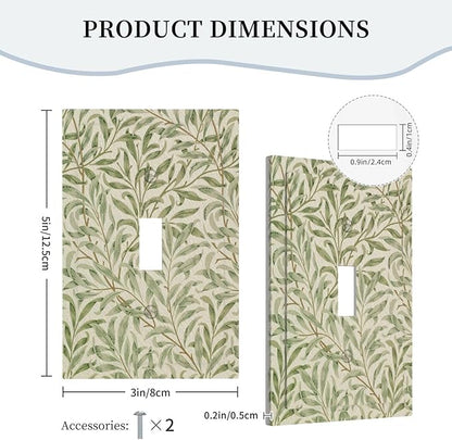 Decorative Light Switch Plate Covers Vintage Morris Willow Leaf Green Leaves 1 Gang Wall Plate Single Toggle Switch Cover Plate Jumbo Electrical Switchplate Receptacle Faceplate
