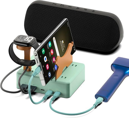 KFD Charging Station for Multiple Devices, 70W 5-Port USB C Fast Charger Stations for iPhone iPad Android Cell Phone Kindle Tablet, Multi-Device Organizer Docking Station, Multi Charger Organizer