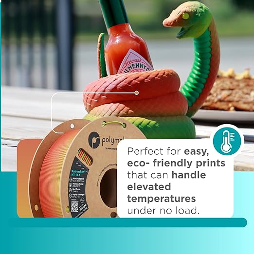 Polymaker HT-PLA Filament 1.75mm Gradient Tropical, High Temp PLA for 3D Printing, Heat Stable Up to 150°C, Easy to Print, Works with Most FDM Printers, 1kg Spool