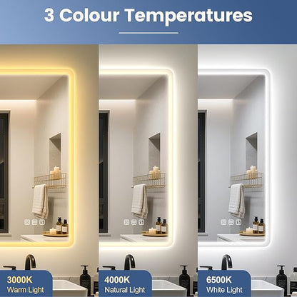 STARLEAD 48"x36" LED-Bathroom-Mirror-with-Lights, Wall-Mounted with Bluetooth Speaker, Anti-Fog, 3 Color Temperature, Dimmable Brightness, Waterproof, Tempered Glass, Frontlit & Backlit