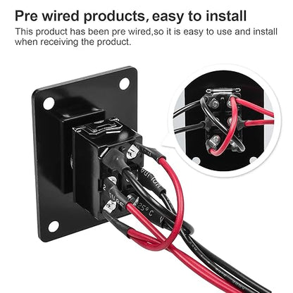 Button Switch Rocker Switch Toggle Switch Self Reset Six Pin Three Position UP/Down Prewired Power Transfer Switch with Mounting Plate,Waterproof Cap.