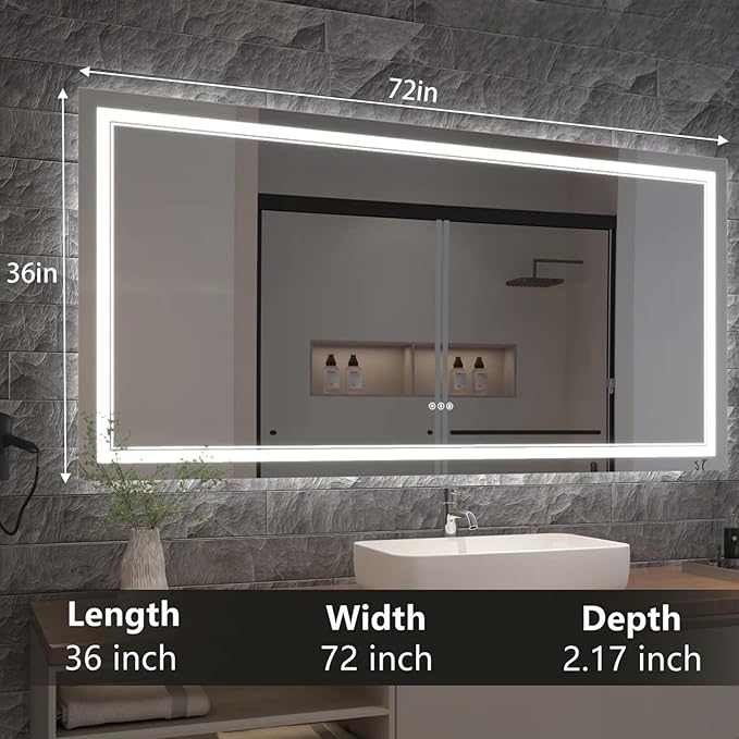 LED Bathroom Mirror with Lights, Wall Mirrors