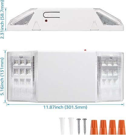 TORCHSTAR LED Emergency Lighting, Commercial Emergency Lights with Battery Backup, UL Listed, Two Square Heads, AC 120/277V, Hardwired Emergency Exit Light Fixtures for Business, Pack of 2