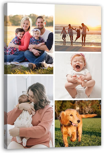 Collage Canvas Prints with Your Photos Personalized Multi Pictures for Wall Custom Family Wedding Baby Pet Dog Photo to Canvas Customized Gifts Home Wall Decor (Collage Photo-6, Framed)