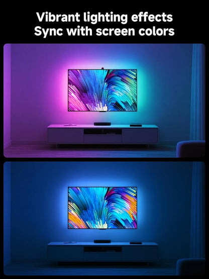 GIPOYENT TV LED Backlights with Camera, 10.5FT RGB Lights That Change with for 32-50 InTV, Music Sync LED Light with Smart App Control - RGB Color Changing Light Strip for Bedroom
