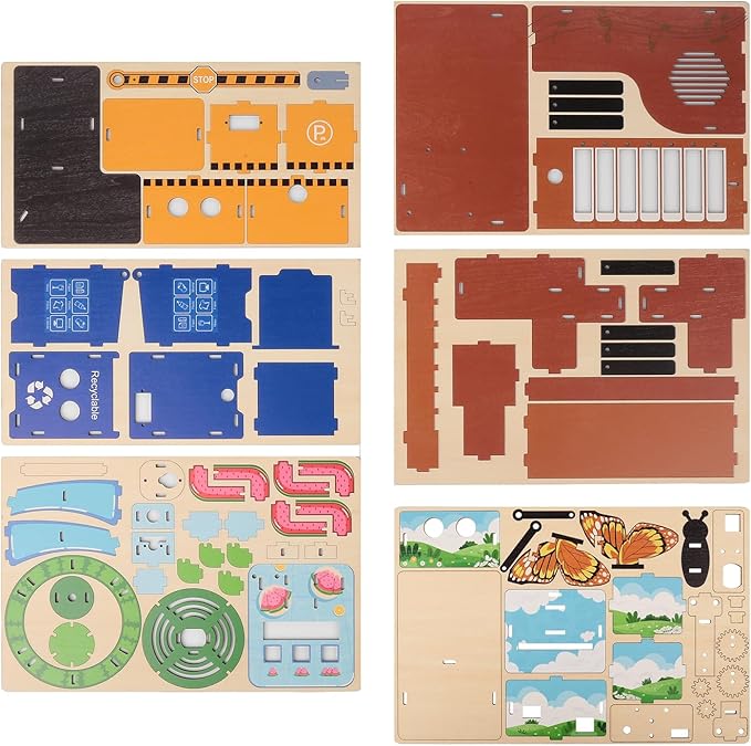 5 Projects, ACEBOTT Basic Coding Electronics Kit for ESP32 WiFi Development Board, Wood Building Crafts Kits, Engineering Experiment Projects for Teens Ages 12+