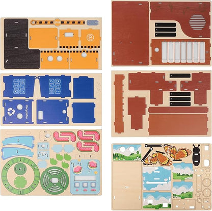5 Projects, ACEBOTT Basic Coding Electronics Kit for ESP32 WiFi Development Board, Wood Building Crafts Kits, Engineering Experiment Projects for Teens Ages 12+