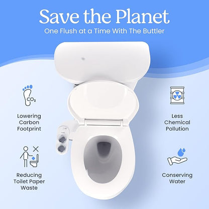 CLEAR REAR Bidet Attachment for Toilet Seat - Non-Electric, Self-Cleaning Dual Nozzle, Adjustable Water Pressure, Rear & Feminine Wash Hygienic Upgrades - Fits Elongated Toilets (Cold & Warm Water)
