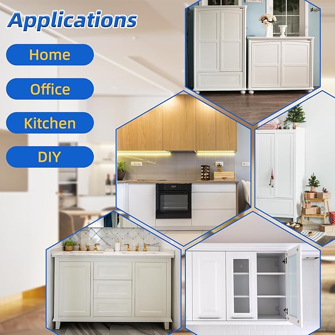 Push to Open Latches Jiayi Magnetic Push Open Catch Touch Latches for Cabinet Kitchen Drawer Closer Touch Release Open for RV Cupboard Door Damper, Large Push to Open Wardrobe Closure ((Black, 8 Pack)