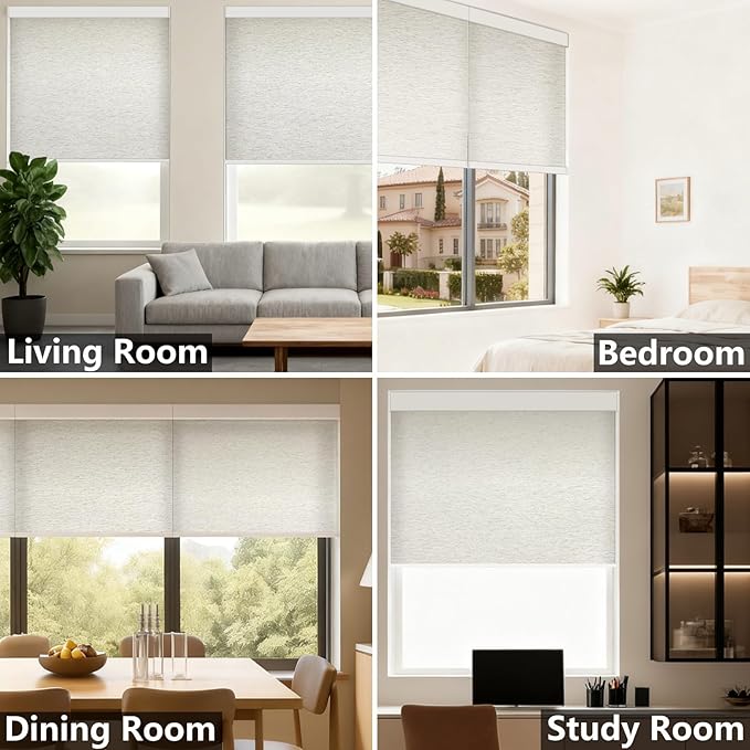 Smart Motorized Blinds – 70% Blackout Roller Shades with Remote, Alexa/Google Home/Siri Control, Matter Compatible, Wireless Rechargeable Battery, Custom Sizes for Windows & Sliding Doors