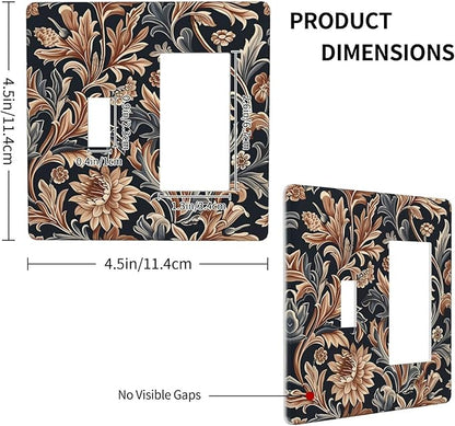 Outlet Covers Vintage Grey Plant Leaves Brown Flowers 1 Toggle 1 Rocker Combination Decorative Wall Plate Electrical Switch Plates Light Switch Cover Plate for Bedroom Home Decor