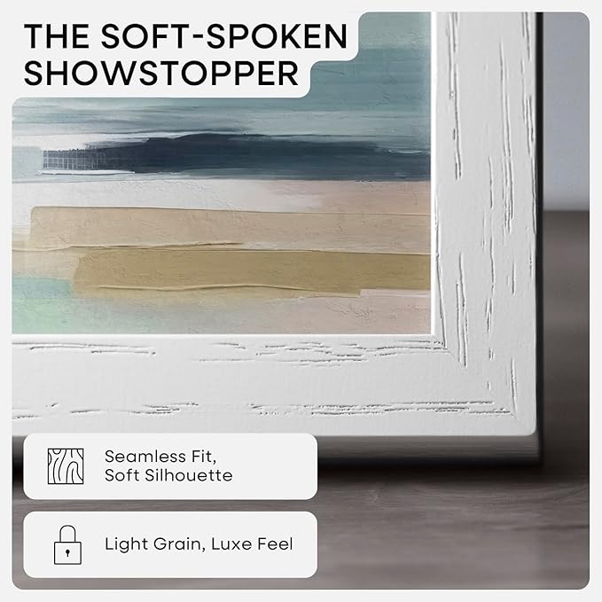 Homeforia 10x30 White Picture Frame, High End Oak 10x30 Wood Poster Frames with Mat 8x24 Print, 10 x 30 White Wooden Frames Matted to 8 by 24, 30x10 Panoramic Frame, Tempered Glass, Wall Kit, Set of 1