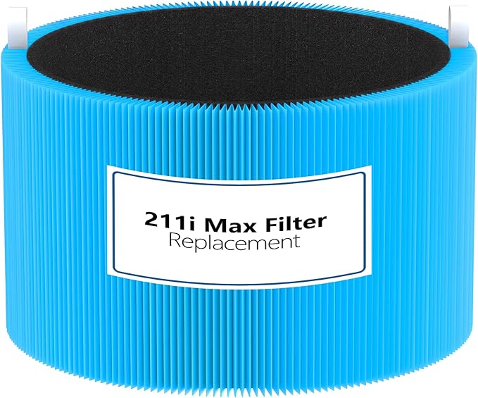 1 Pack Blue Pure 211i Max AllergenBlock Replacement Filter Compatible with Blueair Blue Pure 211i Max Air Purifier, True H13 HEPA and Activated Carbon Filter