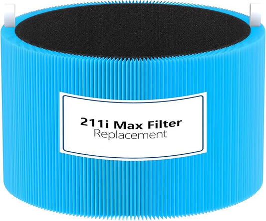 1 Pack Blue Pure 211i Max AllergenBlock Replacement Filter Compatible with Blueair Blue Pure 211i Max Air Purifier, True H13 HEPA and Activated Carbon Filter