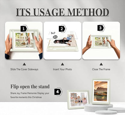 Light Gray 5x7 Picture Frame with Acrylic Front 6 Pack, ABS Frame for 5x7 or 4x10 Photos, Shatterproof UV-Resistant Tabletop Photo Frame, Vertical/Horizontal Display for Home Décor