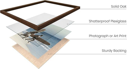 HAUS AND HUES Walnut Oak Wood Gallery Wall Tabletop Frames Made with Real American Oak and Shatter-free Plexiglass - Set of 11 (Eight 4x6, Three 5x7, Framed Walnut)