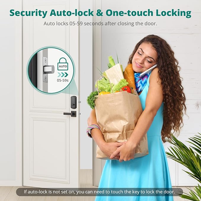 DS10 Pro Keyless Entry Door Lock with Handle Set, Smart Front Door Locks Set, Electronic Keypad, Fingerprint Deadbolt, Bluetooth APP Control, Auto-Lock & One Touch Locking, Oil Rubbed Bronze