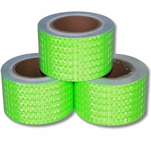 Green Reflective Tape Outdoor Waterproof 3 inch Wide, High Visibility Warning Industrial Marking Tape, Safety Stickers (68 feet,3 Rolls)