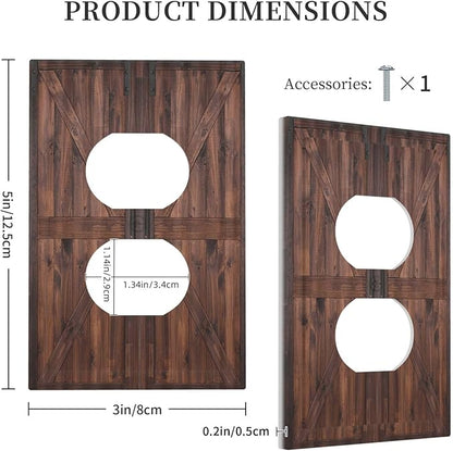 Decorative Outlet Covers Vintage Brown Farmhouse Barn Door 1 Gang Duplex Light Switch Cover Plate Unique Wall Plates for Electrical Outlets Switch Plate Covers for Bedroom Home Decor