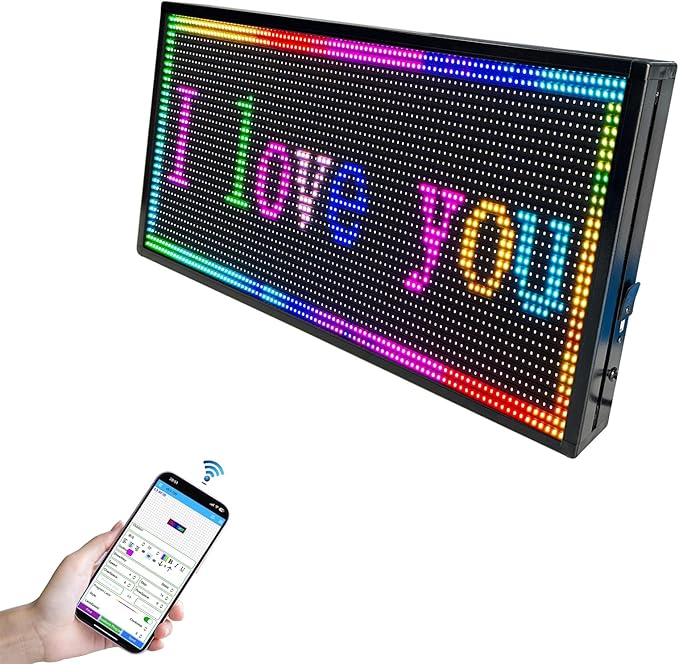 Programmable Scrolling LED Sign Outdoor Signs for Businesses Pantalla LED Para Publicidad Waterproof Digital Display Board - Custom Electronic Message Panel for Wall (Letrero) 26"X14"