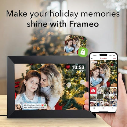 Frameo 10.1 Inch WiFi Digital Picture Frame with 32GB Storage,1280 * 800P IPS HD Touch Screen,Send Photos/Videos from Your Phone Anywhere, Photo Gifts for Parents and Grandparents