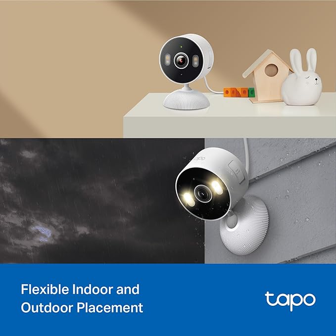 Tapo 2K 3MP Indoor/Outdoor Security Camera - Free Person/Motion/Cry Detection, Color Night Vision, IP65 Weatherproof, SD/Cloud Storage, Works w/Alexa & Google Assistant HybridCam