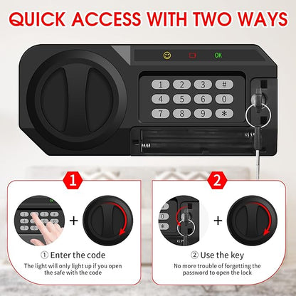 1.8 Cuft Small Fireproof Safe for Home Use, Safe Box Fireproof Waterproof with Programmable Keypad, Spare Keys and Removable Shelf, Digital Home Security Safety Box for Money Documents Medicines