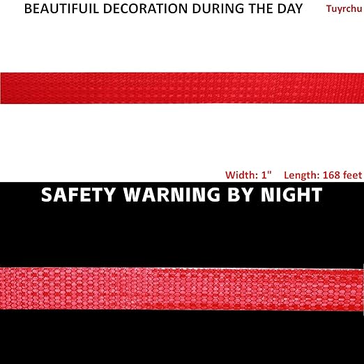 Red Reflective Tape Outdoor Waterproof 1 inch Wide, High Visibility Warning Industrial Marking Tape, Safety Stickers (168 feet)