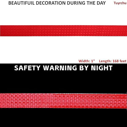 Red Reflective Tape Outdoor Waterproof 1 inch Wide, High Visibility Warning Industrial Marking Tape, Safety Stickers (168 feet)