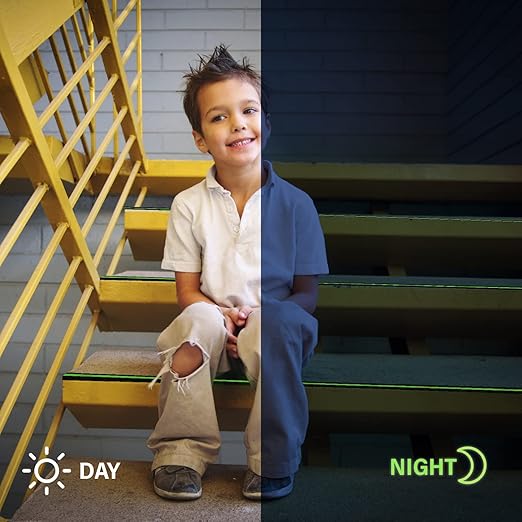 Anti Slip Glow in The Dark Traction Tape 2Inch x 16ft – Heavy Duty Adhesive Grip Non Skid Tape for Stairs Waterproof Safety - Outdoor/Indoor - Neon Strips Walk Black - 3 Pack